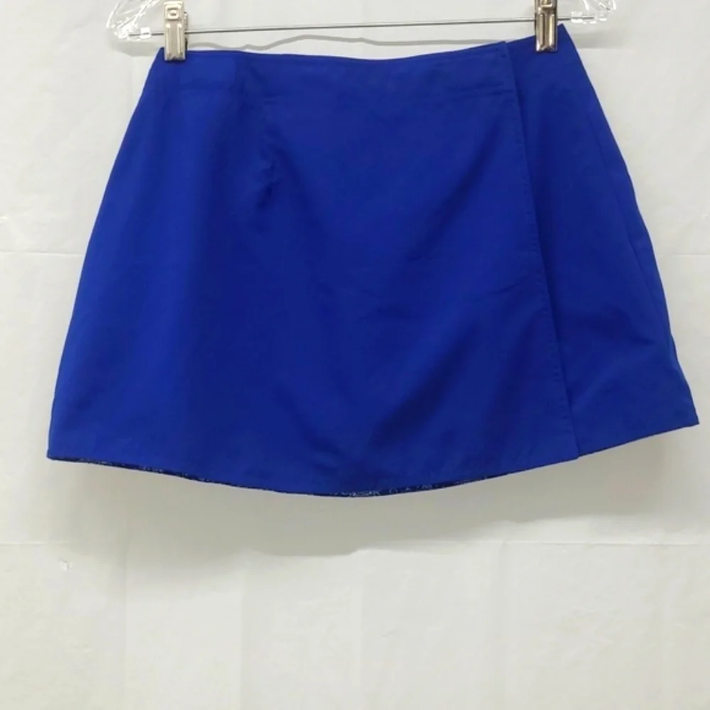 Reversible Blue Floral Skater Skirt Royal Blue Coquette Girl Gamer Punk NWT